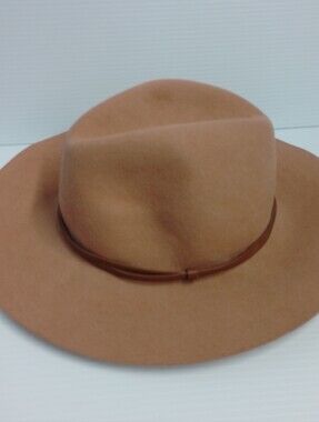 Wide Brim Wool Fedora in Camel Brown